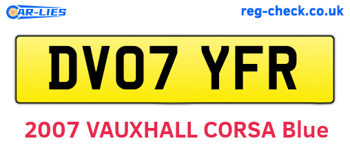 DV07YFR are the vehicle registration plates.