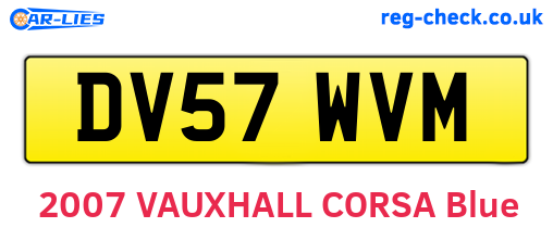 DV57WVM are the vehicle registration plates.