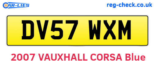 DV57WXM are the vehicle registration plates.