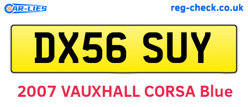 DX56SUY are the vehicle registration plates.