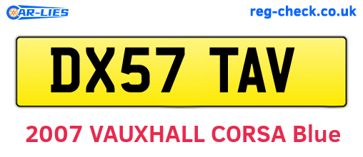 DX57TAV are the vehicle registration plates.