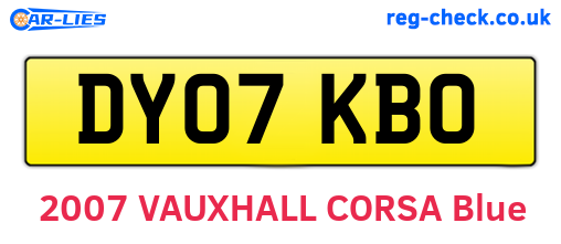 DY07KBO are the vehicle registration plates.