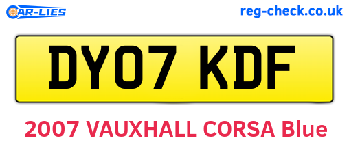 DY07KDF are the vehicle registration plates.