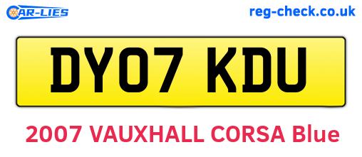 DY07KDU are the vehicle registration plates.