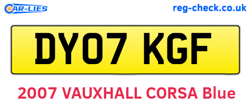 DY07KGF are the vehicle registration plates.