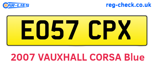 EO57CPX are the vehicle registration plates.