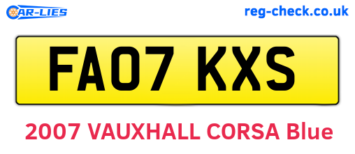 FA07KXS are the vehicle registration plates.