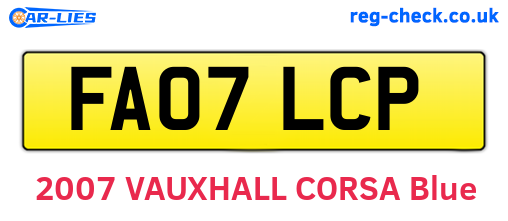 FA07LCP are the vehicle registration plates.