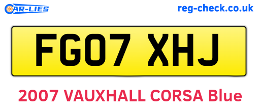 FG07XHJ are the vehicle registration plates.