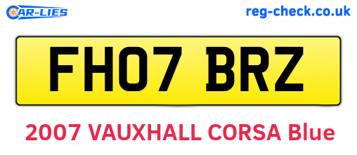 FH07BRZ are the vehicle registration plates.