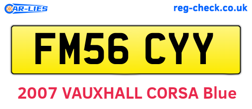 FM56CYY are the vehicle registration plates.