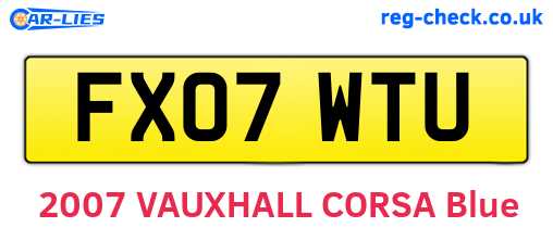 FX07WTU are the vehicle registration plates.