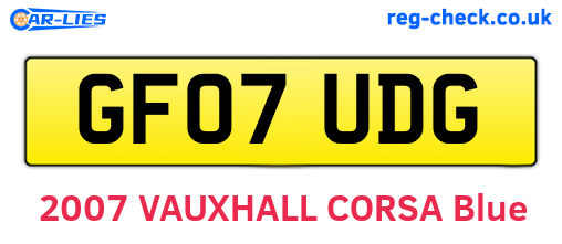 GF07UDG are the vehicle registration plates.