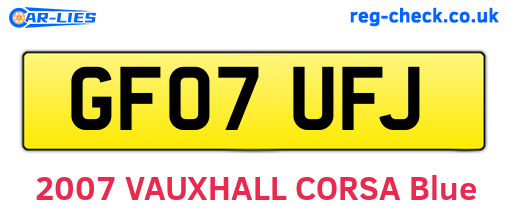 GF07UFJ are the vehicle registration plates.