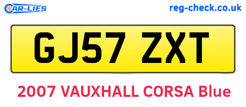 GJ57ZXT are the vehicle registration plates.