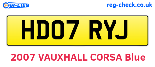 HD07RYJ are the vehicle registration plates.