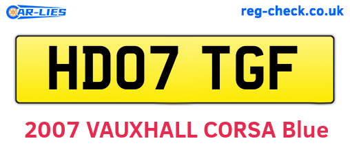 HD07TGF are the vehicle registration plates.
