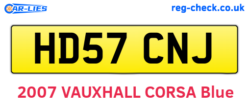 HD57CNJ are the vehicle registration plates.