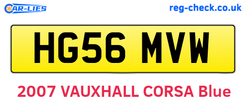 HG56MVW are the vehicle registration plates.