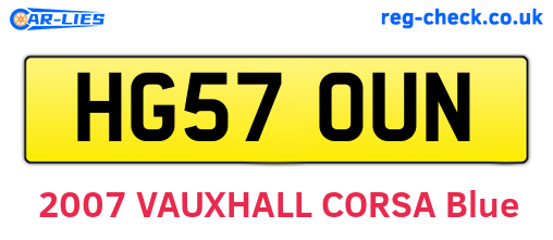 HG57OUN are the vehicle registration plates.