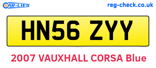 HN56ZYY are the vehicle registration plates.