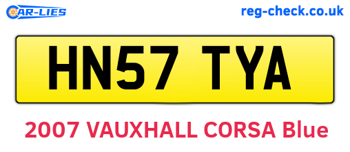 HN57TYA are the vehicle registration plates.