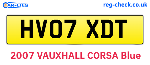 HV07XDT are the vehicle registration plates.