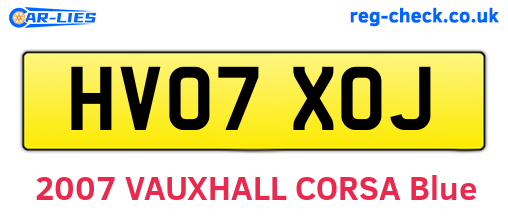 HV07XOJ are the vehicle registration plates.