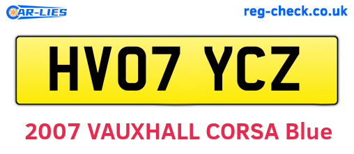 HV07YCZ are the vehicle registration plates.
