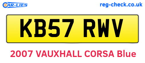 KB57RWV are the vehicle registration plates.