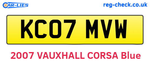 KC07MVW are the vehicle registration plates.