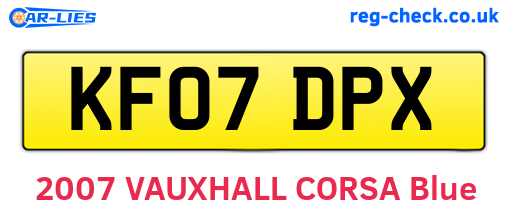 KF07DPX are the vehicle registration plates.
