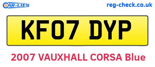 KF07DYP are the vehicle registration plates.