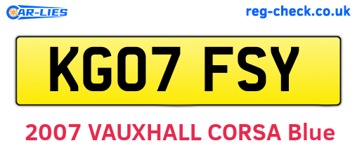 KG07FSY are the vehicle registration plates.