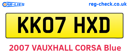 KK07HXD are the vehicle registration plates.
