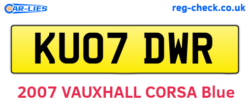 KU07DWR are the vehicle registration plates.