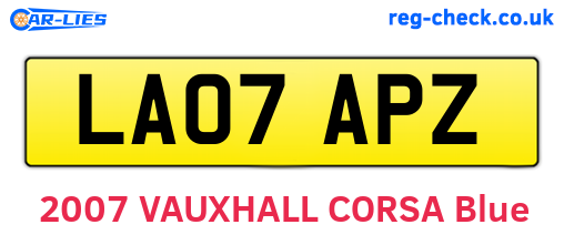 LA07APZ are the vehicle registration plates.