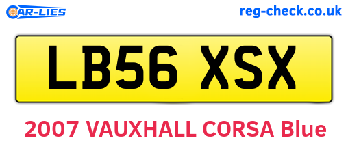 LB56XSX are the vehicle registration plates.