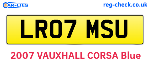 LR07MSU are the vehicle registration plates.