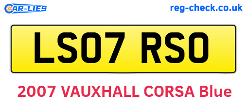LS07RSO are the vehicle registration plates.