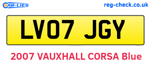 LV07JGY are the vehicle registration plates.