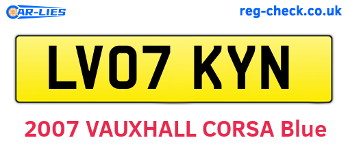 LV07KYN are the vehicle registration plates.