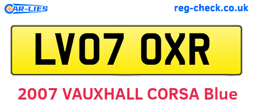 LV07OXR are the vehicle registration plates.