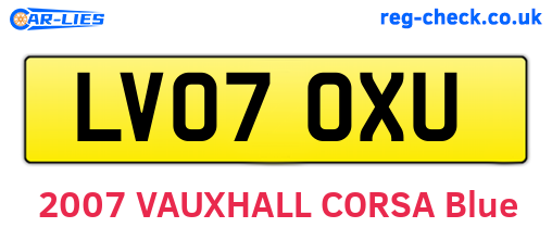 LV07OXU are the vehicle registration plates.