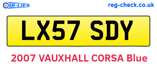 LX57SDY are the vehicle registration plates.