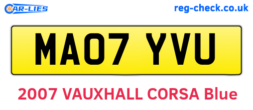 MA07YVU are the vehicle registration plates.