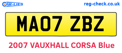 MA07ZBZ are the vehicle registration plates.