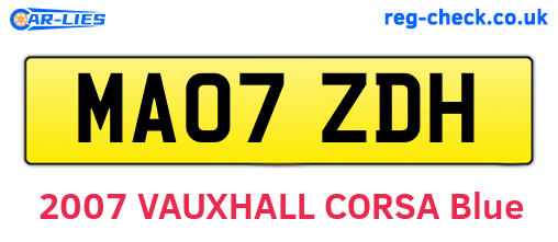 MA07ZDH are the vehicle registration plates.