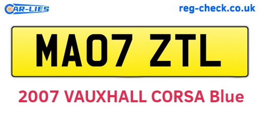 MA07ZTL are the vehicle registration plates.
