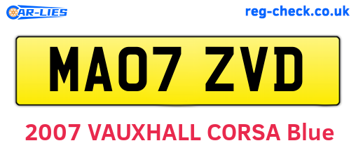 MA07ZVD are the vehicle registration plates.